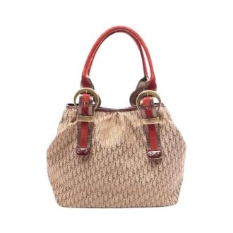 Dior Pre-owned Trotter Canvas Patent Leather Suede Tote Bag - Dames - Vintage Handtas - Beige - ONE Size - Leer - Vintage