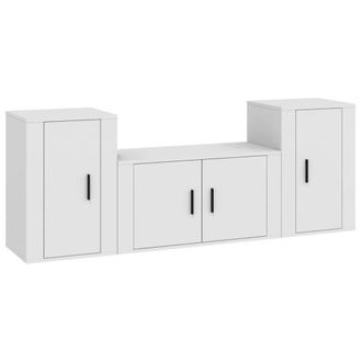 Berkfield Home 3 Piece TV Cabinet Set White Engineered Wood