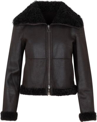 Akris Mocca Lamb Leather Jacket-Donna