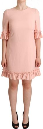 Dolce & Gabbana Womens Pink Ruffled Sleeves Viscose Sheath Dress Spandex - Size 12 UK