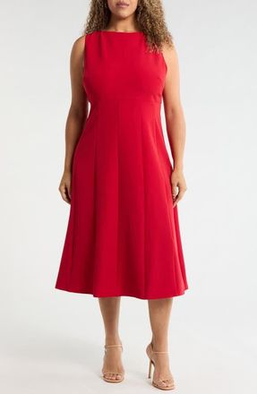 Chelsea28 Bateau Neck Seamed Midi Dress in Red Emboldened at Nordstrom, Size 1X