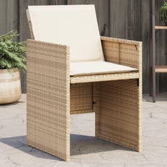 vidaXL Sillas De Jard&iacute;n Con Cojines 4 Uds Rat&aacute;n Sint&eacute;tico Beige Vidaxl