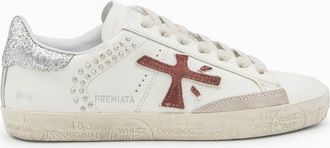 Premiata White And Red Leather Sneakers