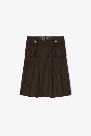 Ganni Duchesse Nylon Pleated Skirt - Size 8/10 Brown