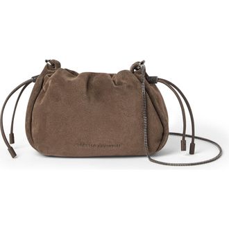 Brunello Cucinelli Suede mini Mellow Bucket bag in Light Brown at Nordstrom