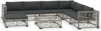 vidaXL Set De Muebles De Jard&iacute;n 8 Pzas Y Cojines Rat&aacute;n Sint&eacute;tico Gris Vidaxl