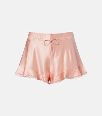 Saint Laurent Scalloped silk satin shorts