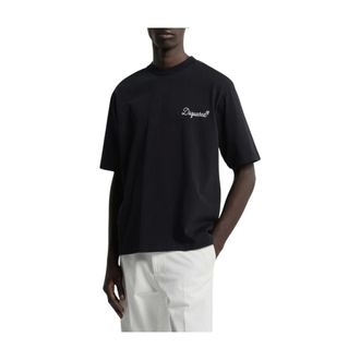 Dsquared2 Tops, Heren, Zwart, L, Katoen, Geborduurd T-shirt met losse pasvorm