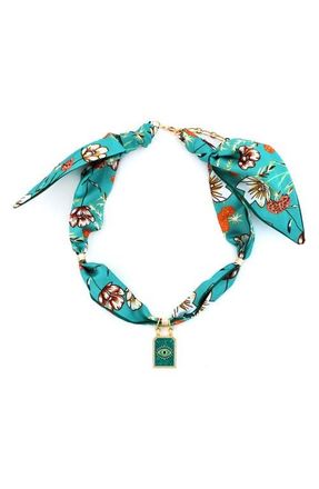 Panacea Teal Fabric Scarf Necklace in Green at Nordstrom