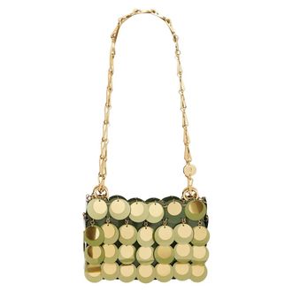 Paco Rabanne Shoulder Bags, female, Green, Size: ONE SIZE Golden Khaki Sparkle Nano Bag