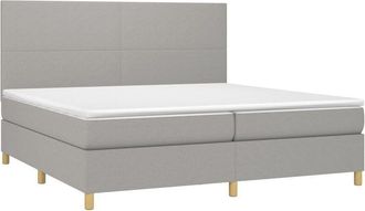 vidaXL Vidaxl - Cama Box Spring Con Colch&oacute;n Tela Y Led Gris Claro 200x200 Cm