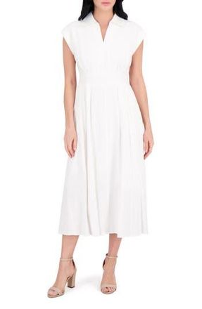 Kensie Collar Cotton Midi Dress in White at Nordstrom Rack, Size 12