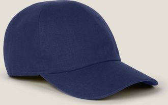Luca Faloni Navy Blue Linen Baseball Cap
