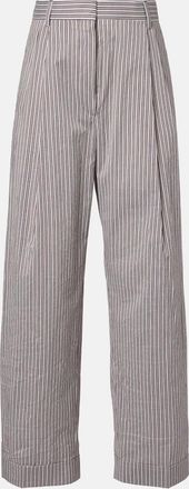 Dries Van Noten Pantalones anchos de algod&oacute;n y seda a rayas