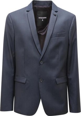 Patrizia Pepe Micro Square Slim Jas - Heren - Blazers - Blauw - XL - Wol - Jassen