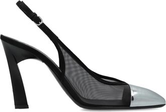 Emporio Armani Slingback Pumps van Mesh en Su&egrave;de met Gespiegelde Neus - Dames - Pumps - Zwart - 39 1/2 EU - Su&egrave;de - Schoenen