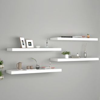 vidaXL Vidaxl - Estantes Flotantes De Pared 4 Uds Mdf Blanco 80x23,5x3,8 Cm