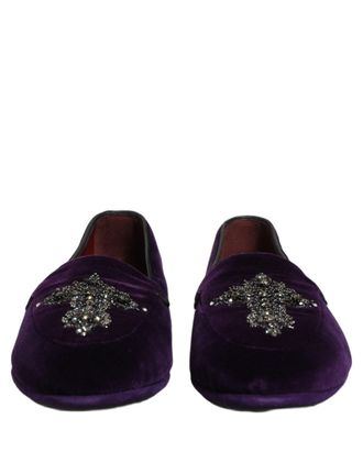 Dolce & Gabbana Crystal-Embellished Suede Loafer - Purple