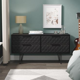 Lewis's Harlequin 4 Drawer Bedbox in Black Ash - Ready Assembled - Lewiss Home | TJ Hughes