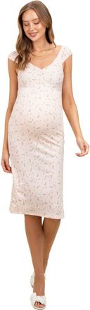 Pinkblush Floral Ditsy Cap Sleeve Side Slit Midi Dress in Light Pink at Nordstrom, Size Medium