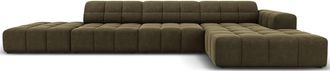 BLOOMINGLOFT 5-Sitzer Design Ecksofa Chicago mit Ottomane links/Eckteil rechts, Samtbezug