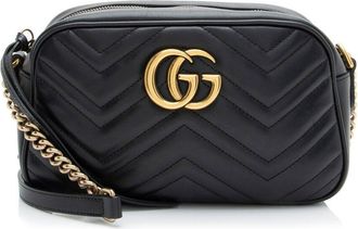 Gucci Black Matelasse Leather Gg Marmont Small Camera Bag (Authentic Pre- Loved)