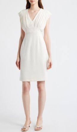 Anne Klein Pleated Bodice Sheath Dress in White Dove at Nordstrom, Size 14