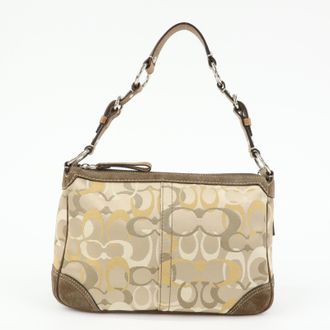 Coach Shoulder Canvas Beige Canvas Handbag (Pre-Owned)