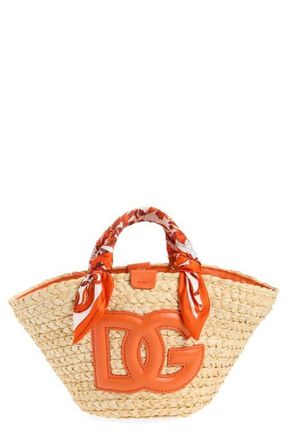 Dolce & Gabbana DG Logo Woven Straw Tote in Ih3Tn Majolica 6 Orange at Nordstrom