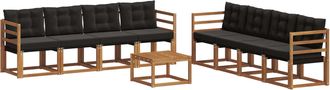 vidaXL Conjunto De Sof&aacute;s De Exterior 9 Uds. Natural Y Negro Vidaxl