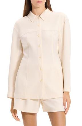 Theory Sculpted Seam Long Sleeve Button-Up Shirt in Rice at Nordstrom Rack, Size Large