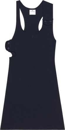 Courr&egrave;ges 90s Ribbed Cotton Mini Jurk - Dames - Korte kleedjes - Blauw - M - Katoen - Kleedjes