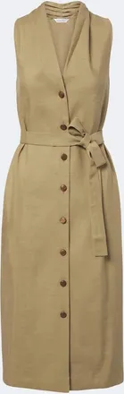Max Mara Belted linen and silk midi dress