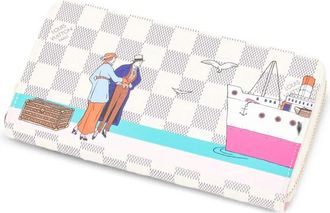 Louis Vuitton Portafoglio Damier Azur con zip - Bianco