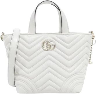 Gucci Pre-owned Vintage Mini Tote - Dames - Vintage Mini Tas - Wit - ONE Size - Leer - Vintage