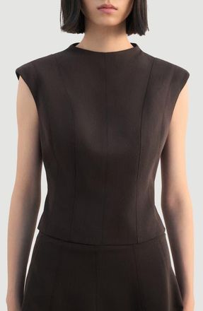 Mango Fitted Cap Sleeve Top in Chocolate at Nordstrom, Size X-Small