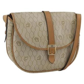 Dior Pre-owned Cross Body Bags, female, Beige, Size: ONE SIZE Pre-owned Vintage PVC Honeycomb Shoulder Bag
