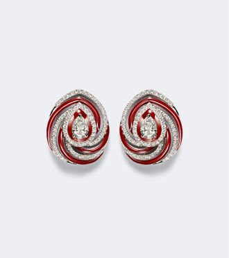 Kamyen Jewellery Pendientes Twister de oro blanco de 18 ct y esmalte con diamantes