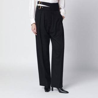 Chlo&eacute; Black trousers with double belt and gold buckles