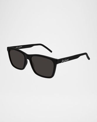 Saint Laurent Men & apos;s Square Solid Injection Sunglasses