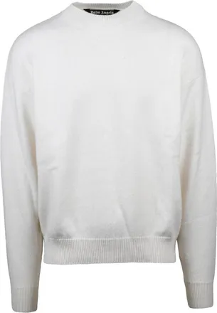 Palm Angels Crew Neck Knit Sweater with Gothic Detailing