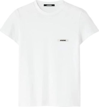 Jacquemus Wit Logo Patch Top Korte Mouw - Dames - T-shirts - Wit - L - Tops