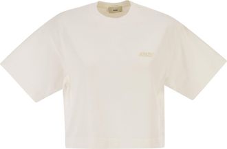 Autry Kurz geschnittenes Autry-T-Shirt aus Baumwolle mit Ton-in-Ton-Logo