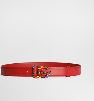 Dolce & Gabbana Calfskin Belt With Carretto Buckle - Woman Belts Multicolor 100