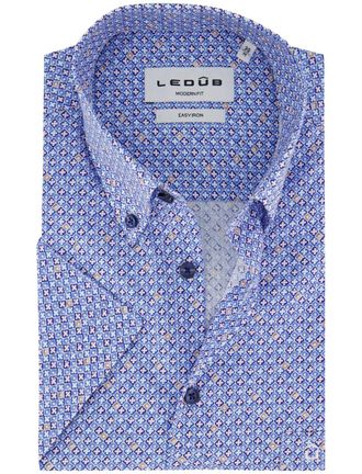 Led&ucirc;b Ledub Modern Fit overhemd blauw geprint