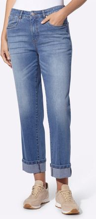 Heine Bequeme Jeans HEINE, Damen, Gr. 34, Normalgr&ouml;ssen, blau, stone, washed, 99% Baumwolle, 1% Elasthan, unifarben, 7/8-L&auml;nge, Jeans Bequeme Jeans