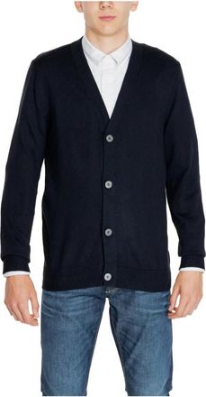 Jack & Jones Zwarte V-hals Geknoopte Vest Mannen - Heren - Vesten - Zwart - L - Katoen - Truien & Vesten