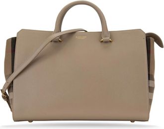 Burberry Leren schoudertas met ruitpatroon - Dames - Handtassen - Beige - ONE Size - Leer - Tassen