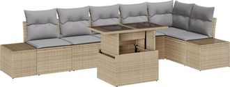 vidaXL Vidaxl - Garden Sofa Set 7 pcs Beige and light grey 100 x 55 x 73 cm