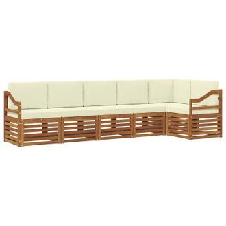 vidaXL Conjunto De Sof&aacute; Seccional Con Coj&iacute;n 6 Pcs Natural Y Crema Vidaxl